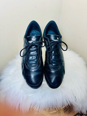 Puma Vintage Y2k Men’s Black leather speed cat racing sneakers Sz 10